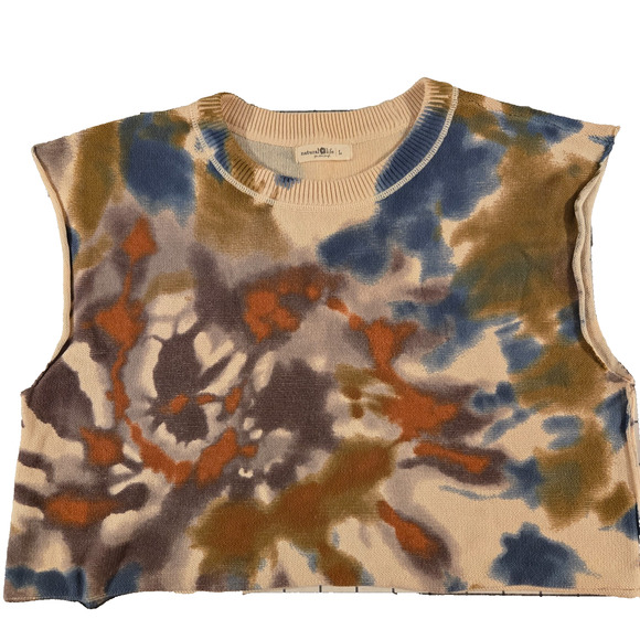 Natural Life Oversized Cotton‎ Sleeveless Sweater Tie Dye Sunset Size Large - Picture 1 of 5